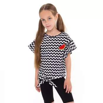 Футболка для девочки, цвет чёрный/белый, рост 92