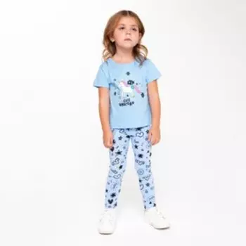 Футболка для девочки, цвет голубой, рост 116 см