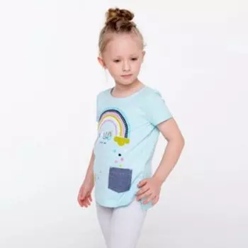 Футболка для девочки, цвет голубой, рост 128 см