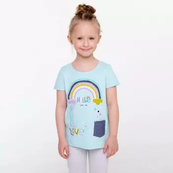 Футболка для девочки, цвет голубой, рост 98 см