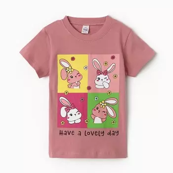 Футболка для девочки, цвет гр.розовый, рост 104 см