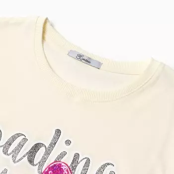 Футболка для девочки, цвет молочный, рост 122 см