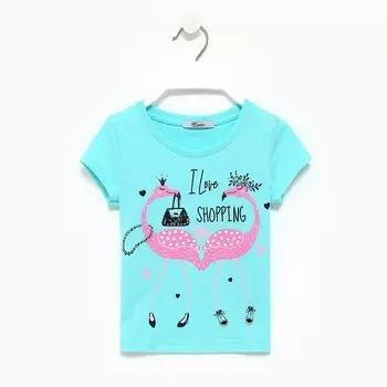 Футболка для девочки, цвет мятный, рост 104см