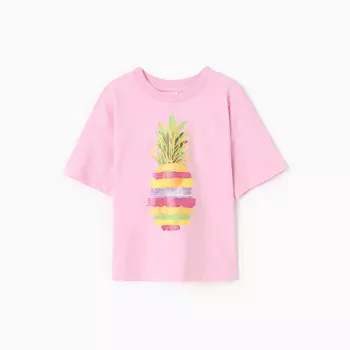 Футболка для девочки, цвет нежно-розовый, рост 128 см