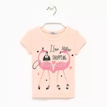 Футболка для девочки, цвет персиковый, рост 116см