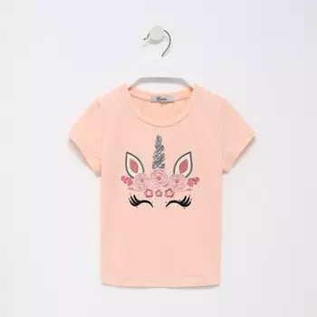 Футболка для девочки, цвет персиковый, рост 122 см