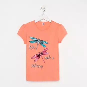 Футболка для девочки, цвет персиковый, рост 152