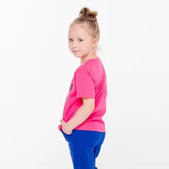 Футболка для девочки, цвет ярко-розовый, рост 116-122 см