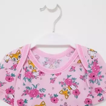 Футболка для девочки, цвет розовый/лисички, рост 80