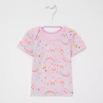 Футболка для девочки, цвет розовый/радуга, рост 80