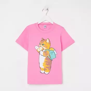 Футболка для девочки, цвет розовый, рост 116 см