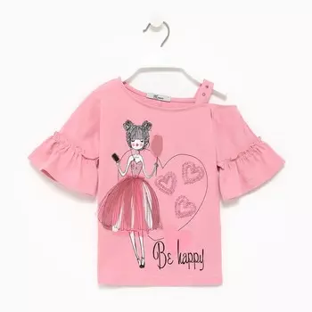 Футболка для девочки, цвет розовый , рост 122см