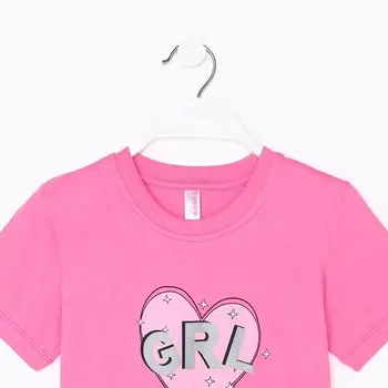 Футболка для девочки, цвет розовый, рост 128-134 см