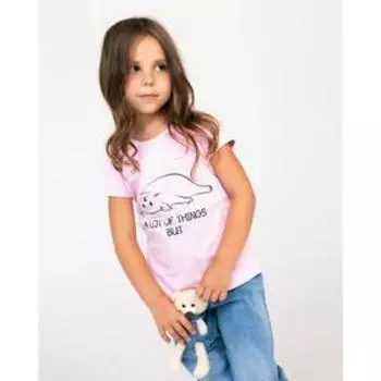 Футболка для девочки, цвет розовый, рост 128 см