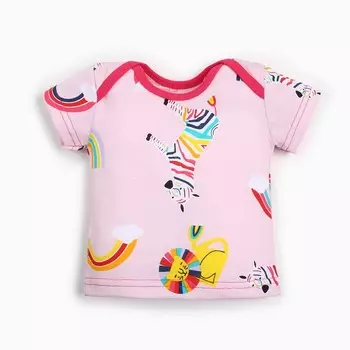 Футболка для девочки, цвет розовый/зебры, рост 86см