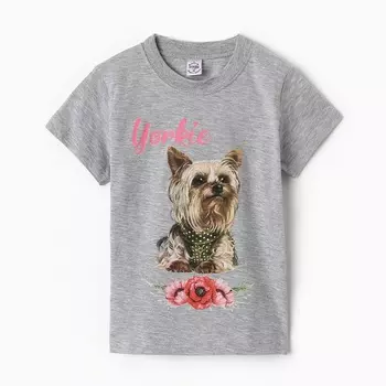 Футболка для девочки, цвет серый, рост 98 см