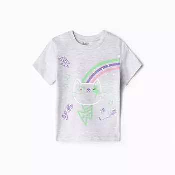 Футболка для девочки, цвет серый, рост 98 см