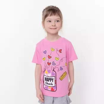 Футболка для девочки, цвет сиреневый/сердечки, рост 116 см