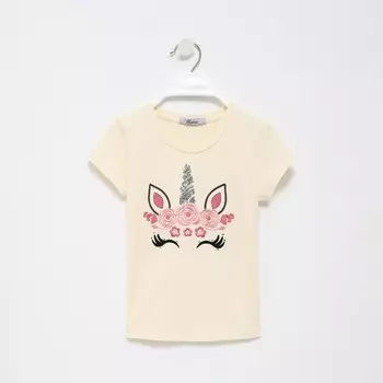 Футболка для девочки, цвет светло-бежевый, рост 110 см