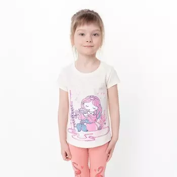 Футболка для девочки, цвет светло-бежевый, рост 98