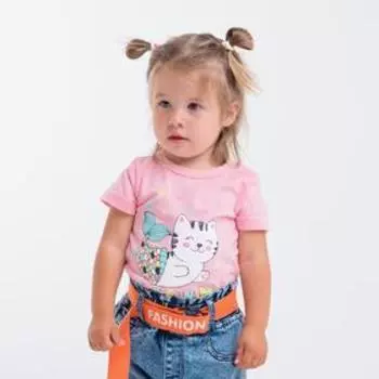 Футболка для девочки, цвет светло-розовый, рост 80 см