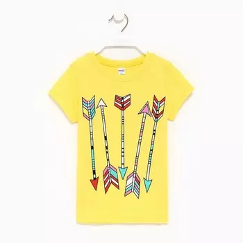 Футболка для девочки, цвет жёлтый/стрелы, рост 152 см