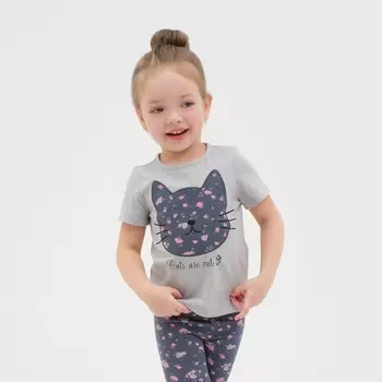 Футболка для девочки KAFTAN "Kitten" р.32 (110-116), серый