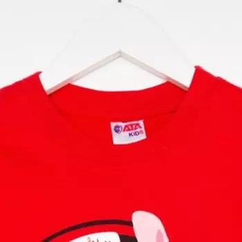 Футболка для девочки, красный/лама, рост 98 см