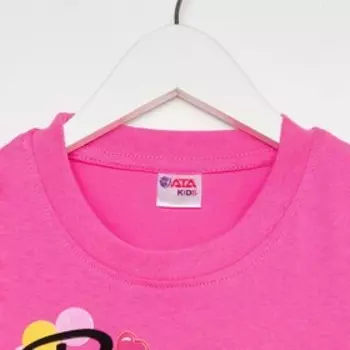Футболка для девочки, ярко-розовый/туфельки, рост 122 см
