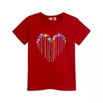 Футболка для девочки, рост 128 см, цвет красный