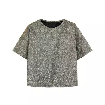 Футболка для девочки, рост 134 см, цвет серо-золотой