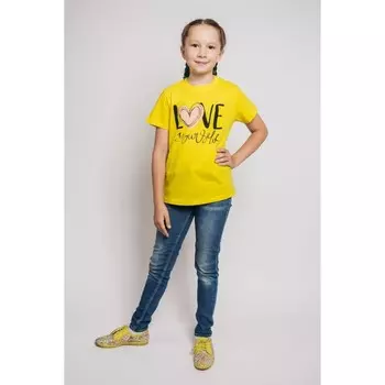 Футболка для девочки, рост 140 см, цвет жёлтый