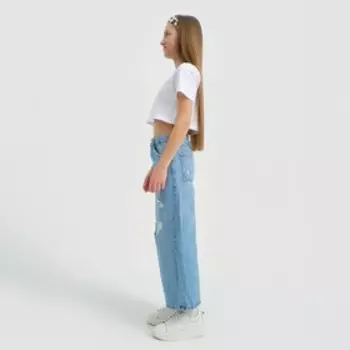 Футболка для девочки укороченная KAFTAN "Selfie", рост 164-170, цвет белый