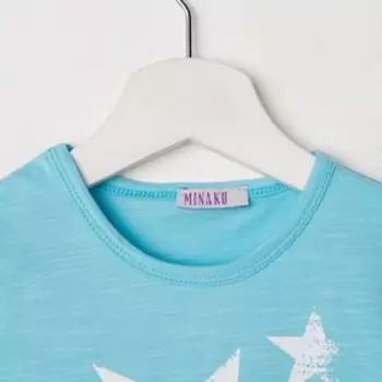 Футболка для девочки «Звёзды», цвет голубой, рост 98 см