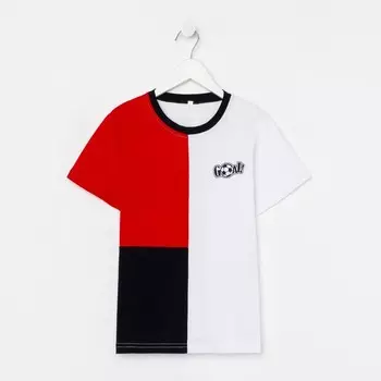 Футболка для мальчика, цвет белый/красный, рост 122