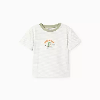 Футболка для мальчика, цвет белый/полоска, рост 116 см