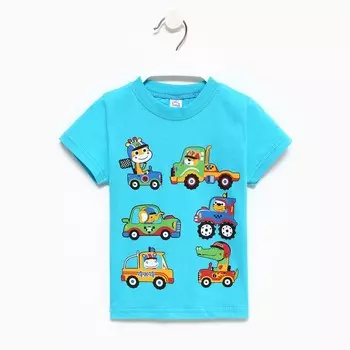 Футболка для мальчика, цвет бирюзовый, рост 98