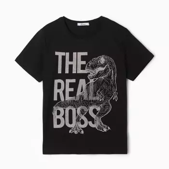 Футболка для мальчика, цвет черный, рост 128 см