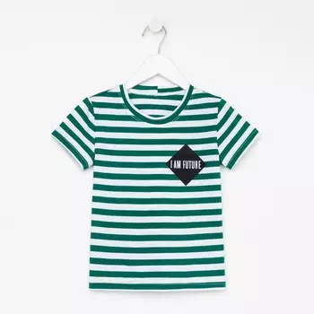 Футболка для мальчика, цвет хаки / белый, рост 110