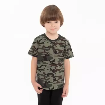 Футболка для мальчика, цвет камуфляж/зелёный, рост 140 см