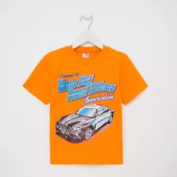 Футболка для мальчика, цвет оранжевый/машина, рост 116 см