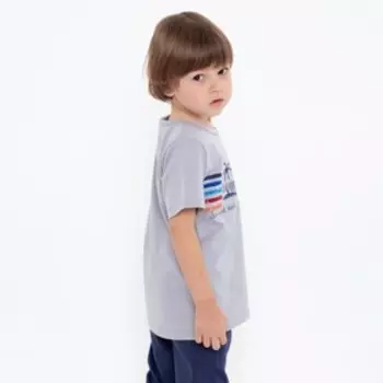 Футболка для мальчика, цвет серый, рост 122 см