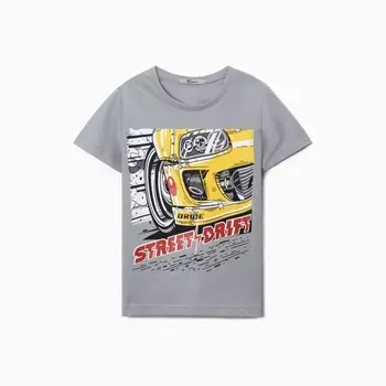 Футболка для мальчика, цвет серый, рост 128 см