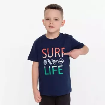 Футболка для мальчика, цвет тёмно-синий, рост 128-134 см