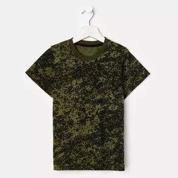 Футболка для мальчика камуфляж, цвет зелёный/МИКС, рост 116-128 см