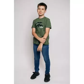 Футболка для мальчика, рост 146 см, цвет хаки