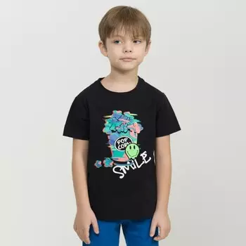 Футболка для мальчиков, рост 110 см, цвет черный