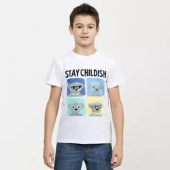 Футболка для мальчиков, рост 122 см, цвет белый