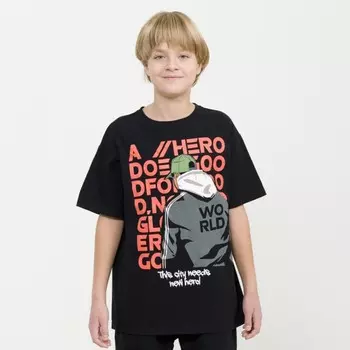 Футболка для мальчиков, рост 158 см, цвет черный