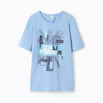 Футболка мужская "CALIFORNIA", цвет серо-голубой, размер 48